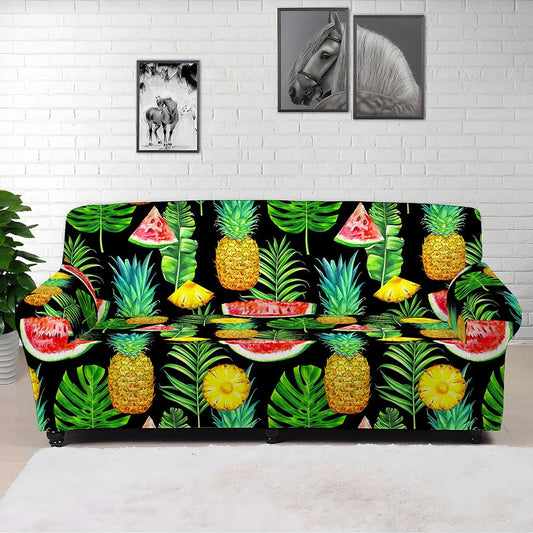 Black Tropical Pineapple Pattern Print Sofa Cover