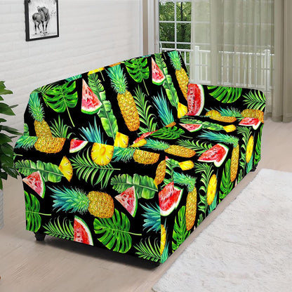 Black Tropical Pineapple Pattern Print Sofa Cover