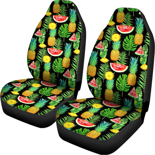 Black Tropical Pineapple Pattern Print Universal Fit Car Seat Covers