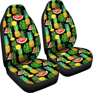 Black Tropical Pineapple Pattern Print Universal Fit Car Seat Covers