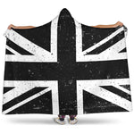 Black Union Jack British Flag Print Hooded Blanket GearFrost