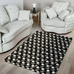 Black Vinyl Record Pattern Print Area Rug