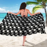 Black Vinyl Record Pattern Print Beach Sarong Wrap