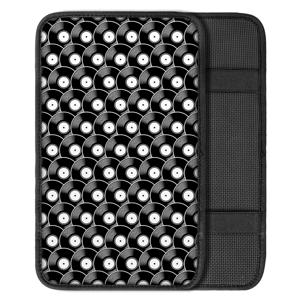 Black Vinyl Record Pattern Print Car Center Console Cover