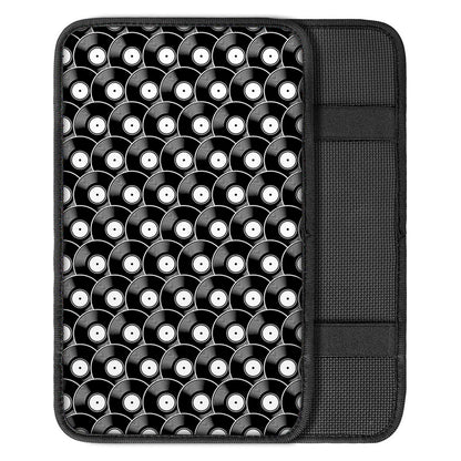 Black Vinyl Record Pattern Print Car Center Console Cover