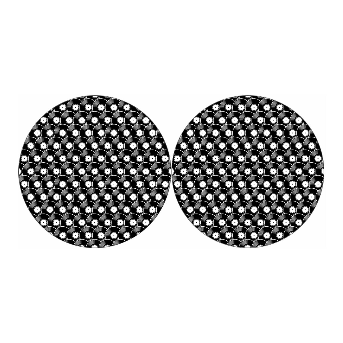 Black Vinyl Record Pattern Print Car Coasters