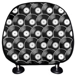 Black Vinyl Record Pattern Print Car Headrest Covers