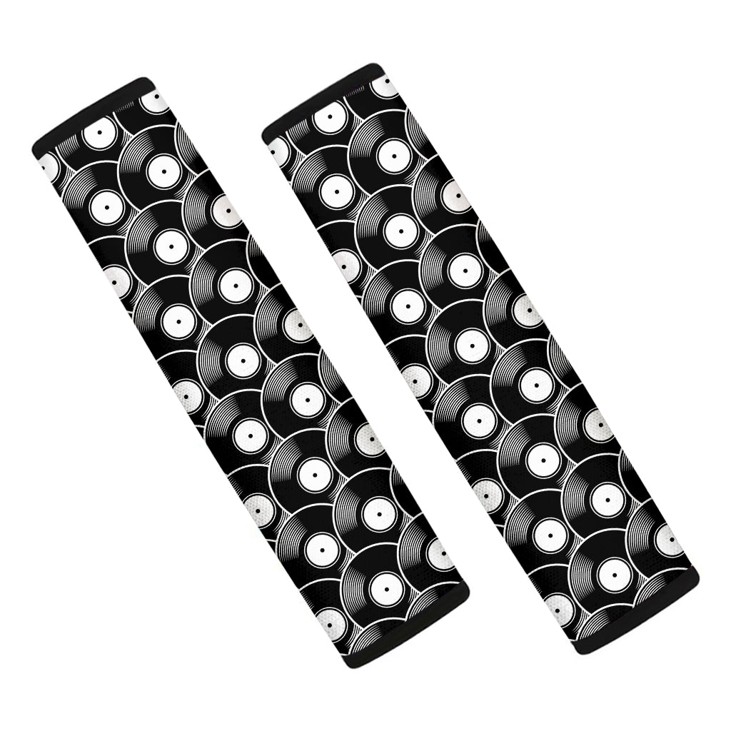 Black Vinyl Record Pattern Print Car Seat Belt Covers