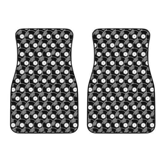 Black Vinyl Record Pattern Print Front Car Floor Mats