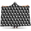 Black Vinyl Record Pattern Print Hooded Blanket