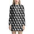 Black Vinyl Record Pattern Print Pullover Hoodie Dress