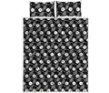 Black Vinyl Record Pattern Print Quilt Bed Set