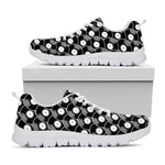 Black Vinyl Record Pattern Print White Sneakers