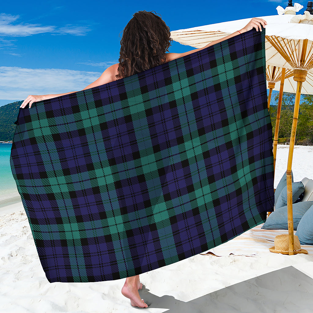Black Watch Scottish Tartan Print Beach Sarong Wrap