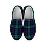 Black Watch Scottish Tartan Print Black Slip On Shoes