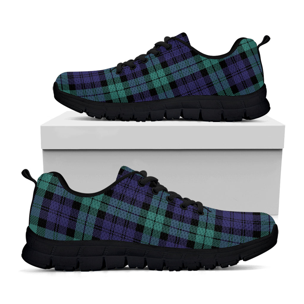 Black Watch Scottish Tartan Print Black Sneakers