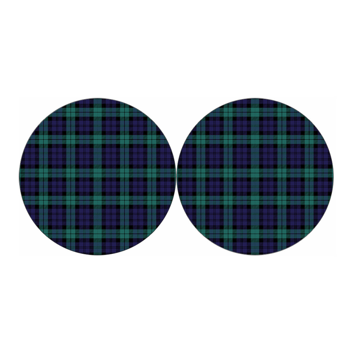 Black Watch Scottish Tartan Print Car Coasters