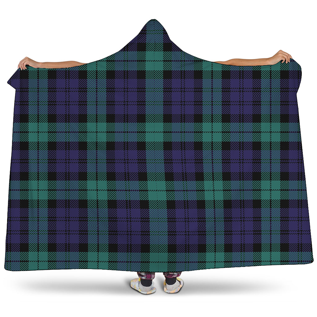 Black Watch Scottish Tartan Print Hooded Blanket