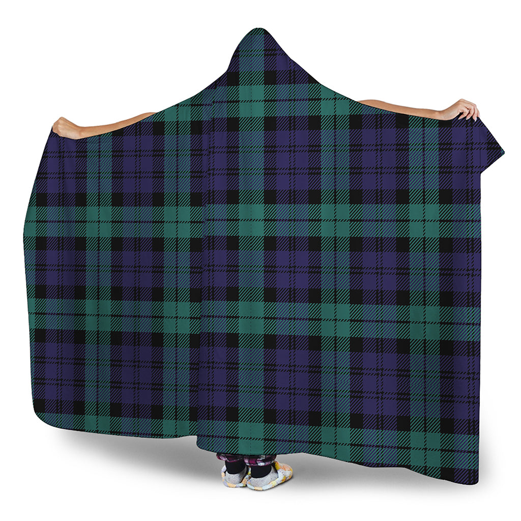 Black Watch Scottish Tartan Print Hooded Blanket