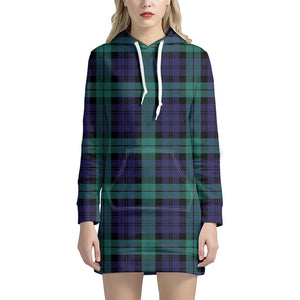 Black Watch Scottish Tartan Print Hoodie Dress