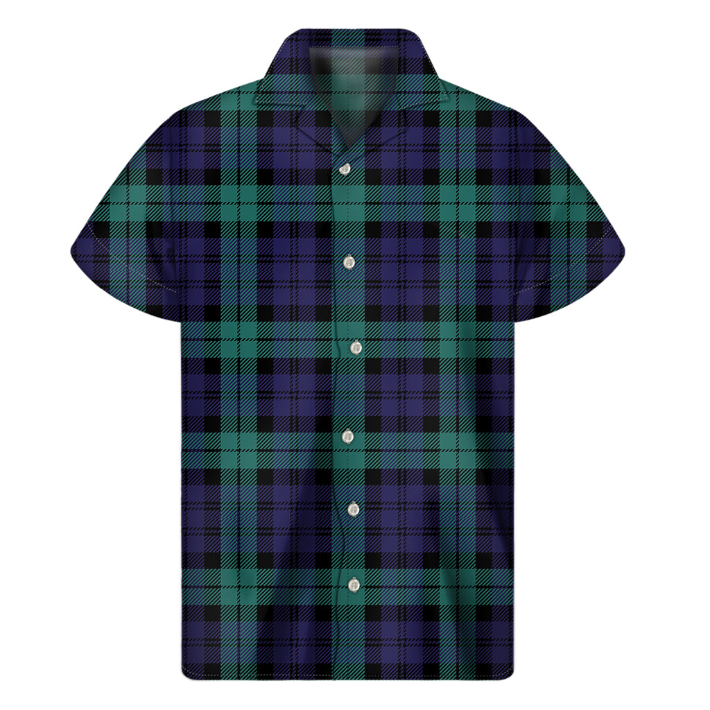 Black Watch Scottish Tartan Print Men's Short Sleeve Shirt