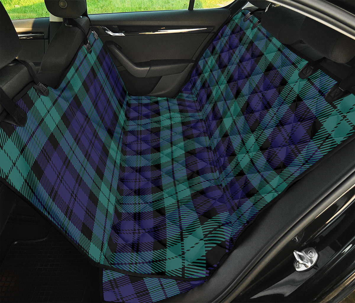 Black Watch Scottish Tartan Print Pet Car Back Seat Cover