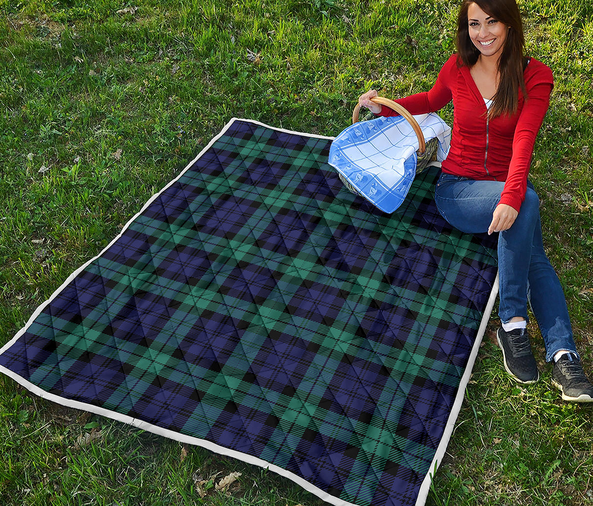 Black Watch Scottish Tartan Print Quilt