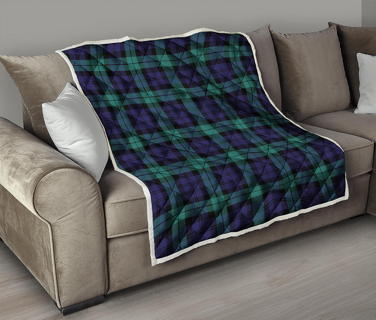 Black Watch Scottish Tartan Print Quilt