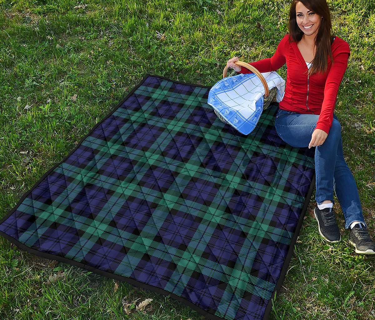 Black Watch Scottish Tartan Print Quilt