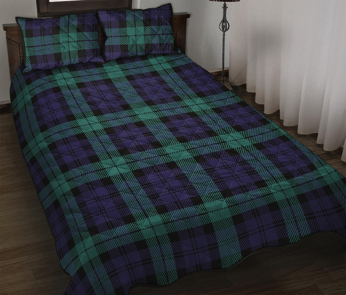 Black Watch Scottish Tartan Print Quilt Bed Set