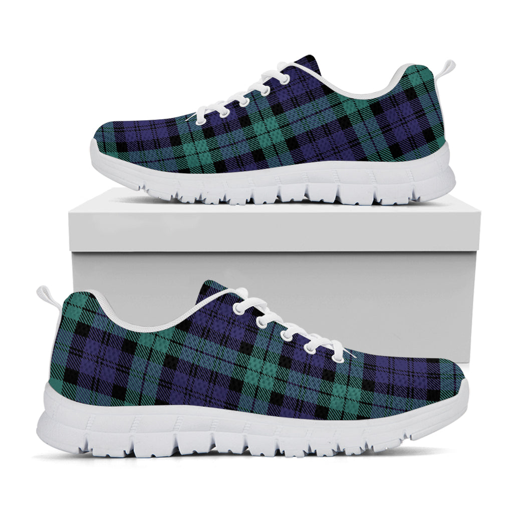 Black Watch Scottish Tartan Print White Sneakers