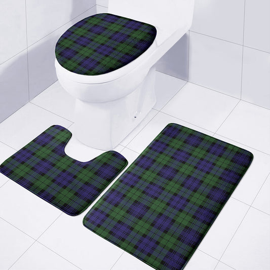 Black Watch Tartan Pattern Print 3 Piece Bath Mat Set