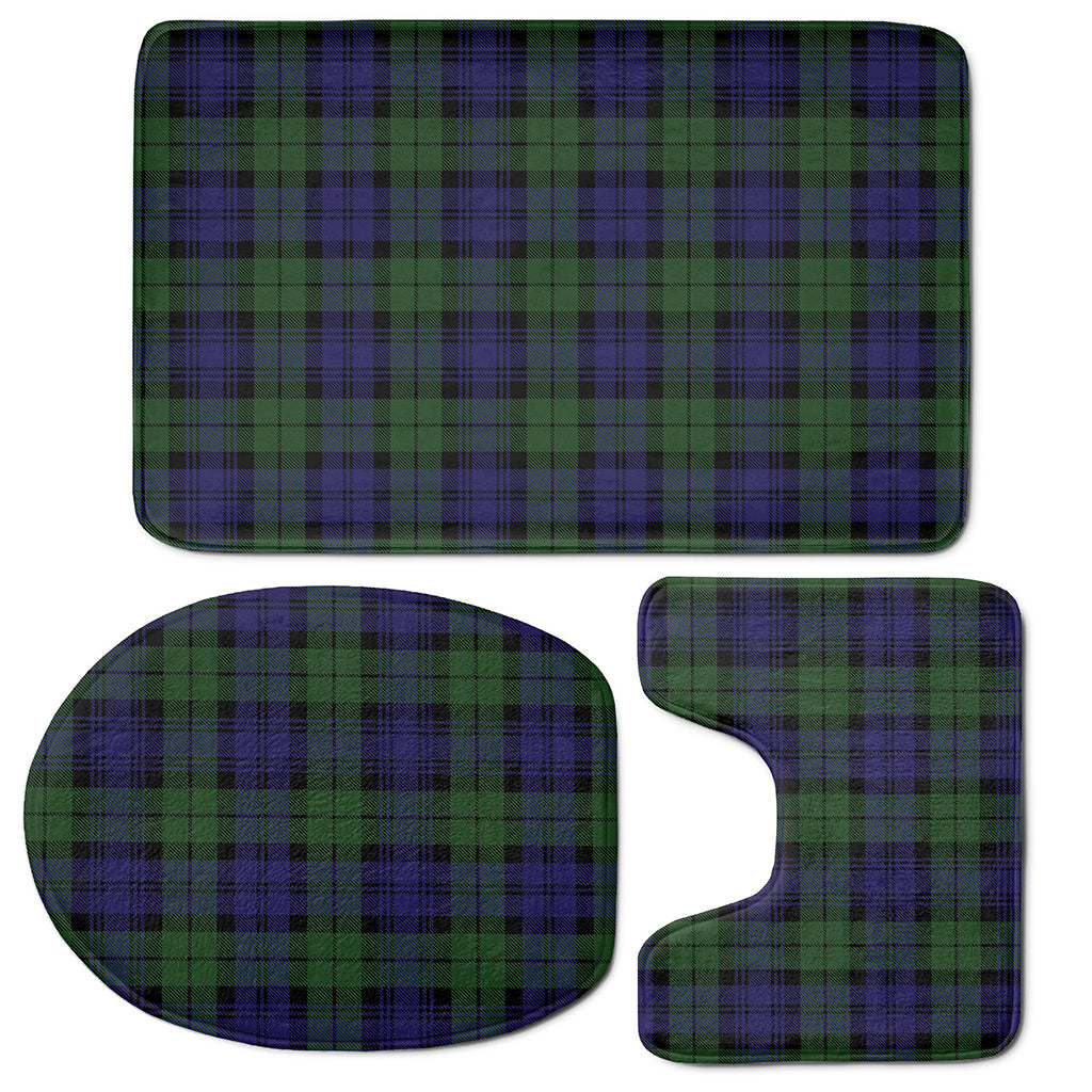 Black Watch Tartan Pattern Print 3 Piece Bath Mat Set