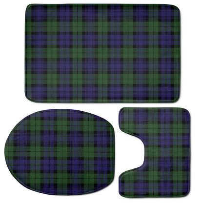 Black Watch Tartan Pattern Print 3 Piece Bath Mat Set