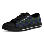 Black Watch Tartan Pattern Print Black Low Top Shoes