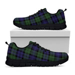 Black Watch Tartan Pattern Print Black Sneakers