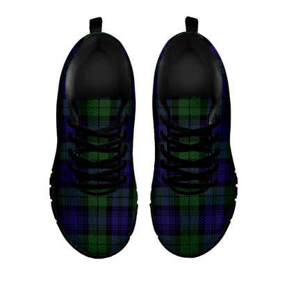 Black Watch Tartan Pattern Print Black Sneakers