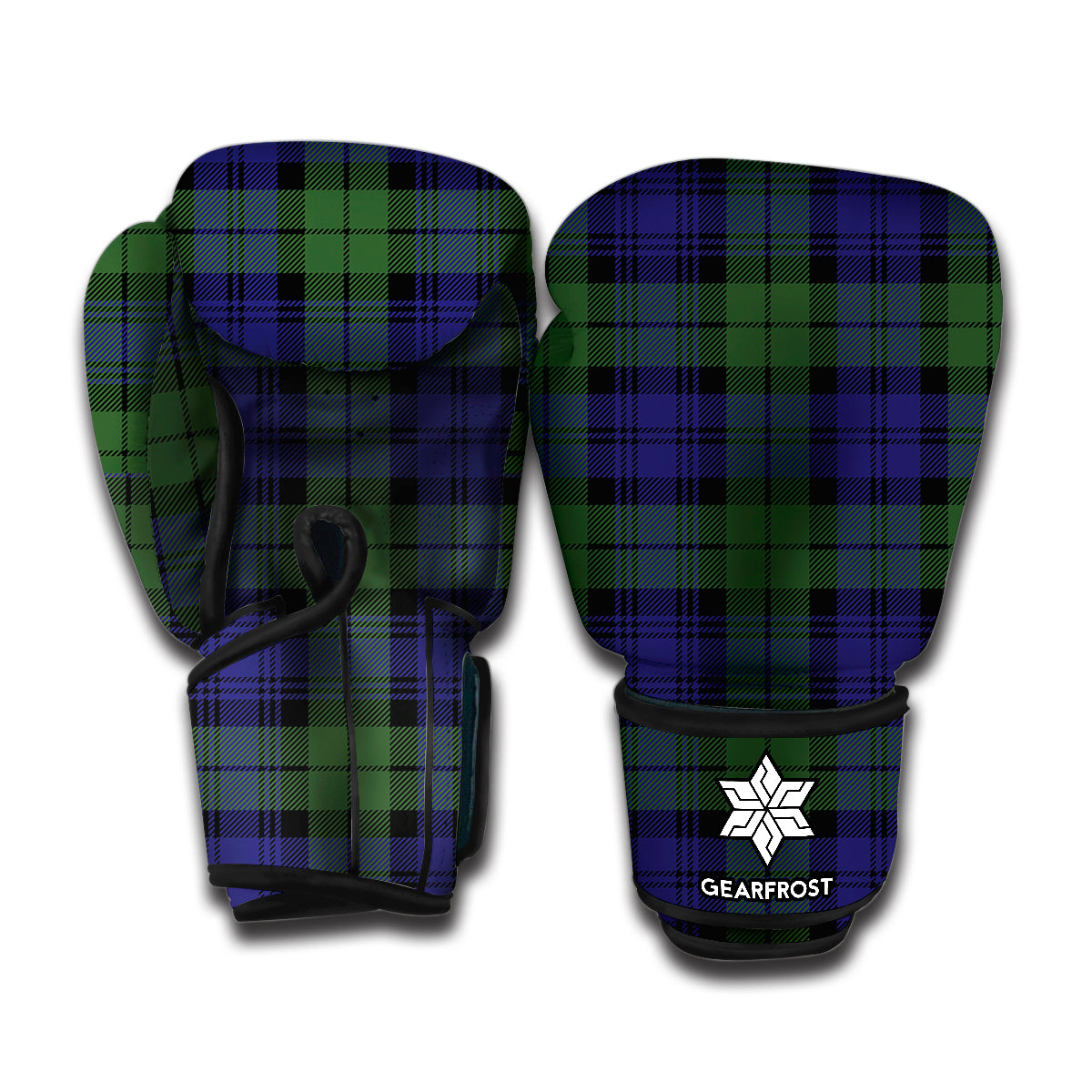 Black Watch Tartan Pattern Print Boxing Gloves