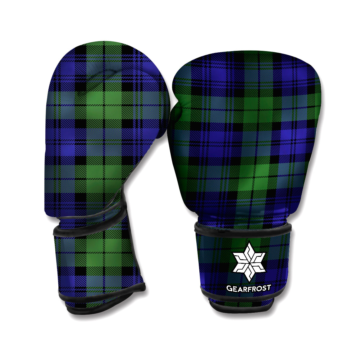 Black Watch Tartan Pattern Print Boxing Gloves