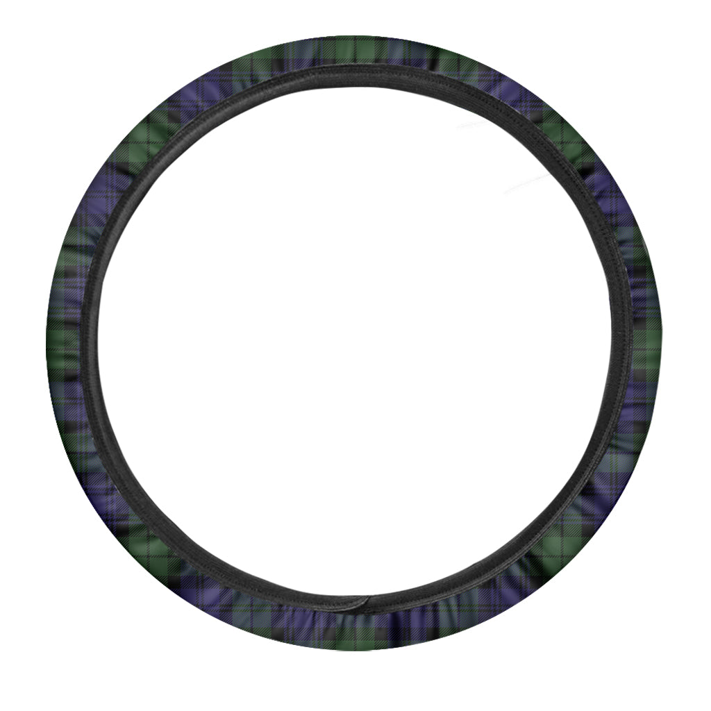 Black Watch Tartan Pattern Print Car Steering Wheel Cover