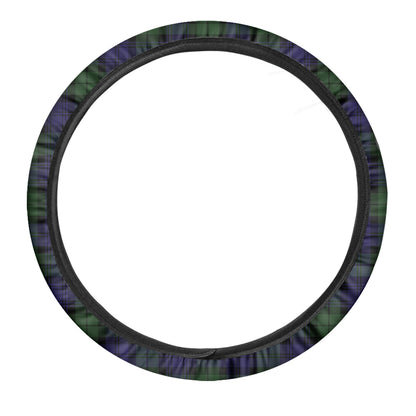 Black Watch Tartan Pattern Print Car Steering Wheel Cover