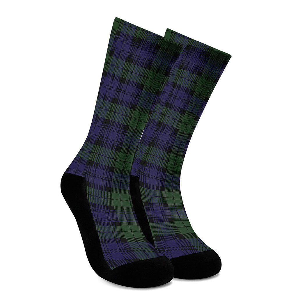 Black Watch Tartan Pattern Print Crew Socks