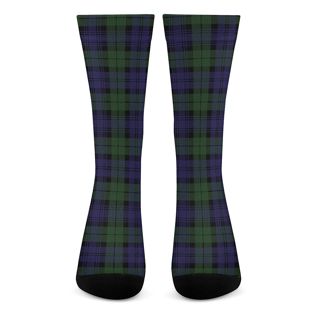 Black Watch Tartan Pattern Print Crew Socks