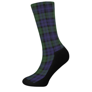 Black Watch Tartan Pattern Print Crew Socks