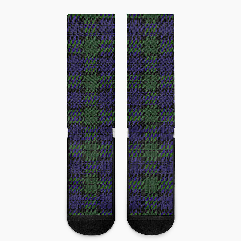 Black Watch Tartan Pattern Print Crew Socks