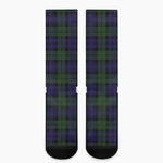 Black Watch Tartan Pattern Print Crew Socks