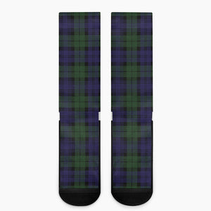 Black Watch Tartan Pattern Print Crew Socks