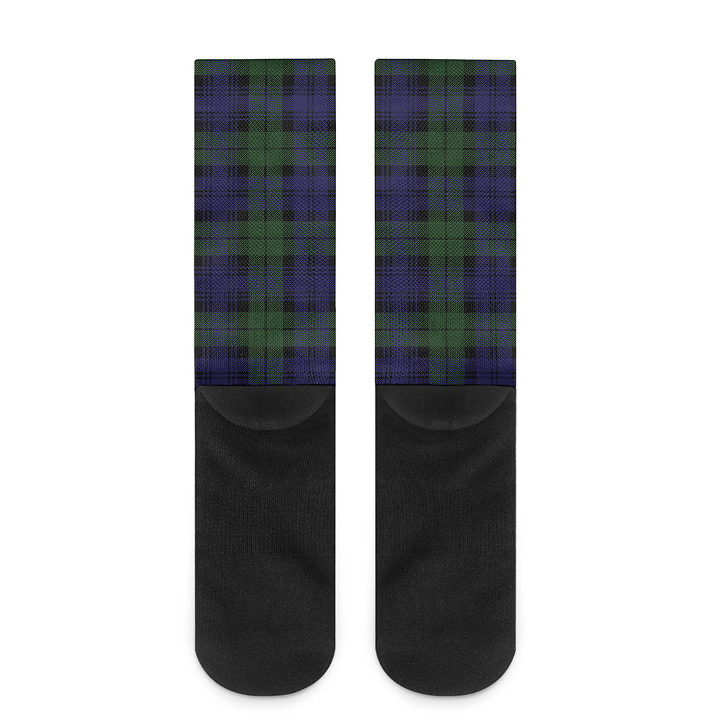 Black Watch Tartan Pattern Print Crew Socks