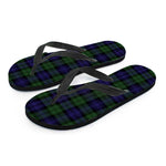 Black Watch Tartan Pattern Print Flip Flops