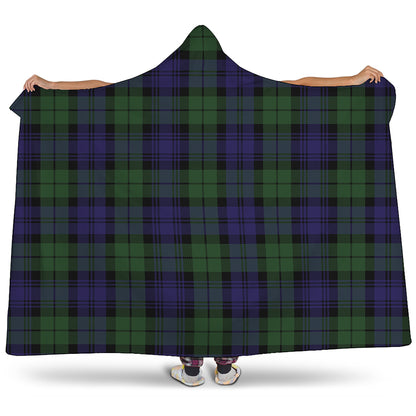 Black Watch Tartan Pattern Print Hooded Blanket